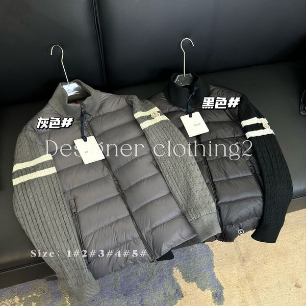 

Designer Mens Down Parkas Men's Embroidered Badge Stand Collar Knitted Splice Sweater Lightweight Women Down Jacket Sweater Casual Jacket Great item, top quality,, Black