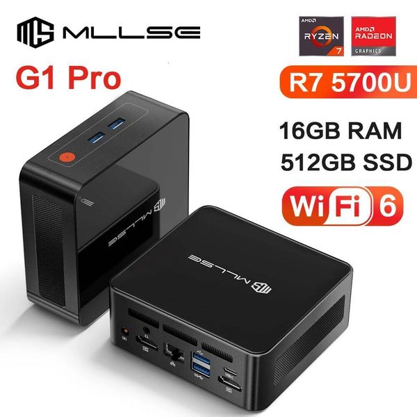 MLLSE G1 Pro Mini PC AMD Ryzen7 5700U DDR4 16GB RAM 512GB SSD WiFi6 BT52 Windows 11 Pro Mini Desktop Computer Gaming Work