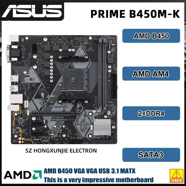 ASUS PRIME B450MK Micro ATX PC Motherboard AMD B450 For Ryzen 5 5500 5600 Ryzen 5700x3d 5700x Socket AM4 Ddr4 M2 VGA SATA III