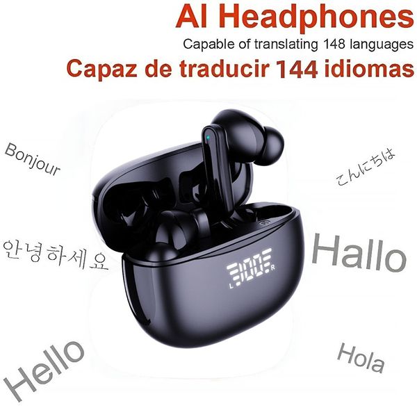 

Wireless In-Ear AI Translator Headphones with Real-Time 144 Languages Translation, Bluetooth Earbuds for Overseas Travel, Learning, and Work, Black