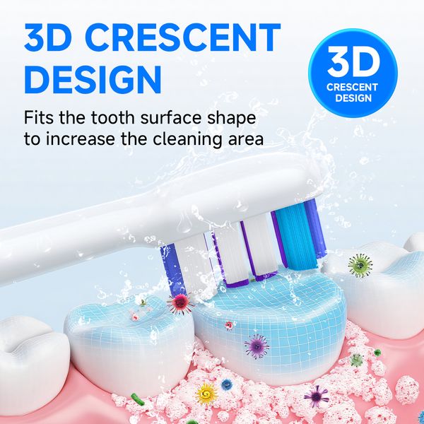 

Sonic toothbrush heads. Compatible with Philips 5, 6, 7, 8, 9. Delivering powerful cleaning and stain removal plus better gum health, .(HB-20A) 8 Pack