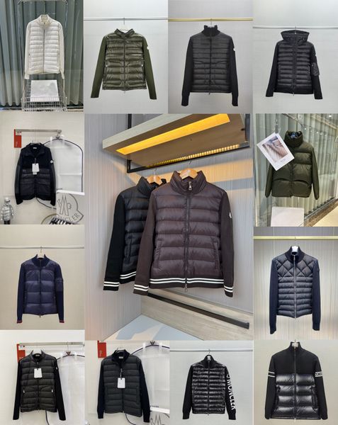 

Designer Mens Down Parkas Men' Embroidered Badge Stand Collar Knitted Splice Sweater Lightweight Women Down Jacket Sweater Casual Jacket Fluff With tag, label and, M28a