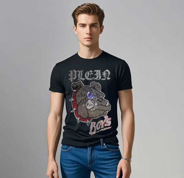 

Plein ali brand Slim Fit T-Shirts Tee Shirt Homme Diamond Outfits T Shirt Men Short Sleeve Streetwear Men, Gold