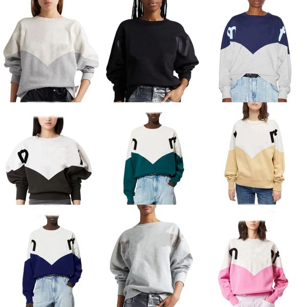 

Sweatshirt 25aw Women's Luxury Designer Cotton Hoodie Sweatshirt marantad New Trendy Letter Printed Vintage Round Neck Casual Loose Pullover Hoodie Top tn, Aqua