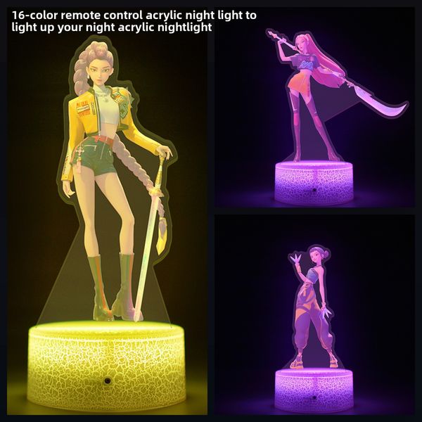 Kpop Demon Hunters Night Light Remote Controlled 16-Color Demon Hunters Figures gift Anime Decoration With Internal Print Collectible Item
