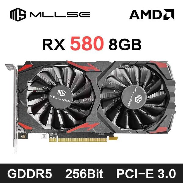 MLLSE AMD RX 580 8GB 2048SP Gaming Graphics Card GDDR5 256Bit PCIE 30 16 8Pin Radeon GPU Rx 580 Video Card Placa De Video