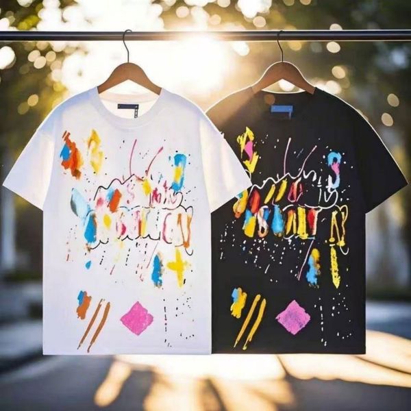 

V T- shirt high quality clothing brand designer tshirts and women's casual Men's printed letter short sleeve round neck men's fashion T-shirt Top Tee size S-XXL, Black-2