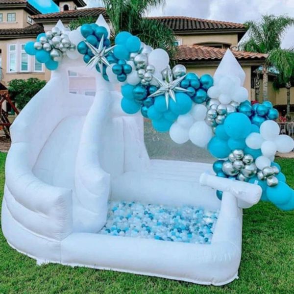 Inflatable Bouncy Castle Combo white pink Bounce House With Slide wedding jumper Bouncer included blower Moonwalks jumping For Kids audits
