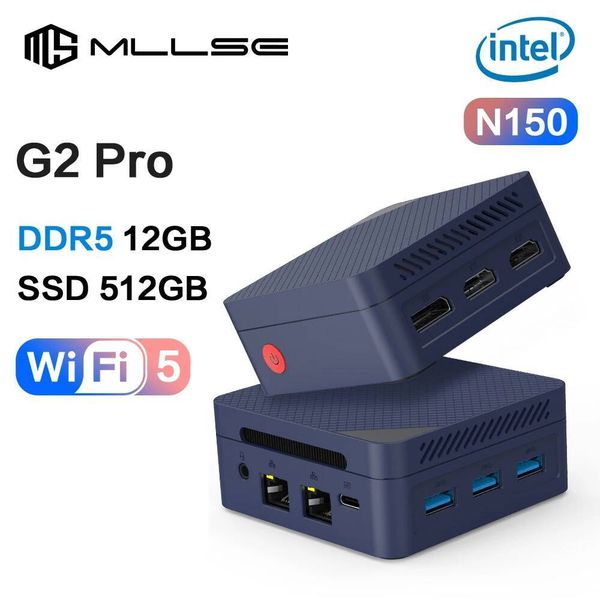 MLLSE G2 Pro Mini PC Intel Twin Lake N150 Processor LPDDR5 12GB RAM 512GB ROM Windows 11 Pro WiFi 5 BT52 Desktop Computer