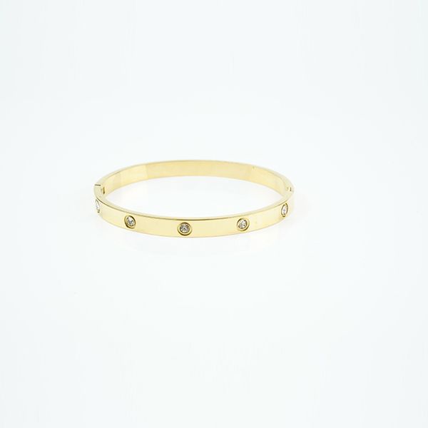 Designer Waterproof Cubic Zirconia Bracelet Stainless Steel Bracelet Women's Gold Plated Open Buckle