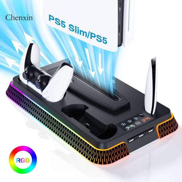 STORM WYRM Multi-Functional Stand For Ps5 Pro/Ps5 Slim/Ps5 With Dual Charging Dock ,Cooling Fans And LED Light Yh66s