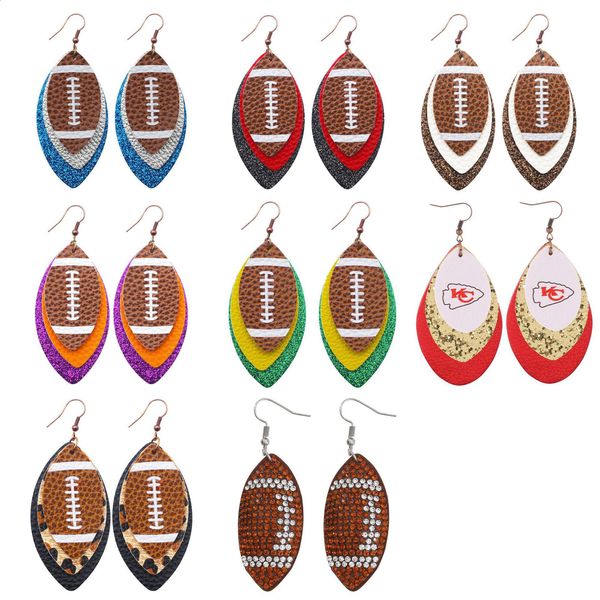 Sporty Leopard Print Leather Rugby Earrings