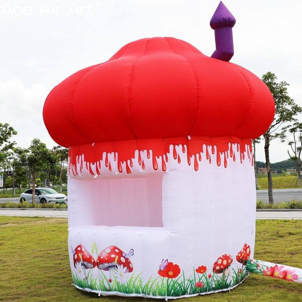 Red Inflatable Mushroom Tent House Blow-up Mushroom Shape Concession Stand Outdoor Portable Booth/Stage Inflatable Props