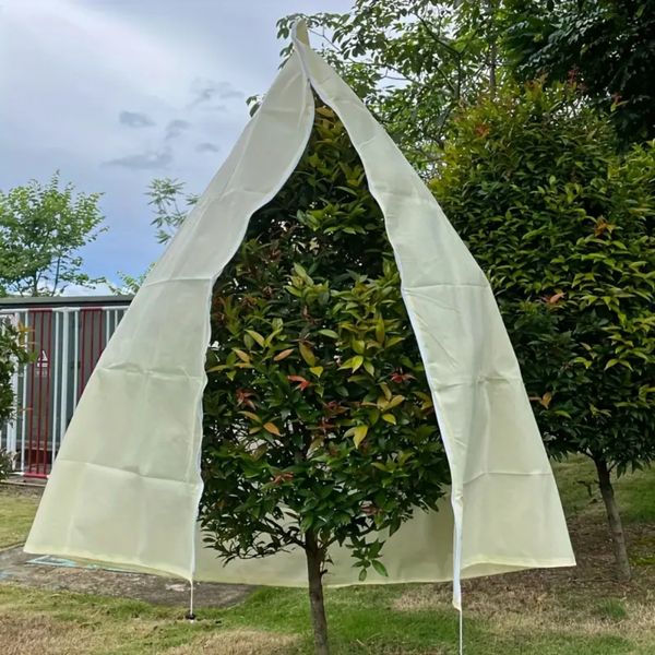 

1pc Plant Cover Frost Protection, Plant Frost Cover With Drawstring And Zipper Bag For Plants Trees Shrubs, Frost Jacket Warm Blanket For Frost Season Extension