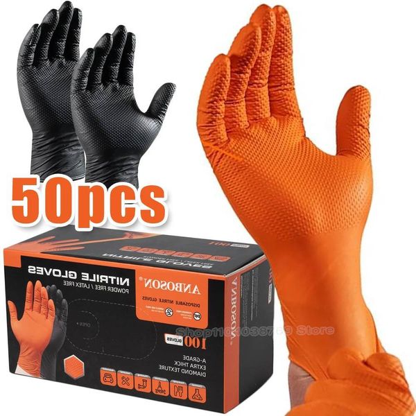 Extra Thick Nitrile 8Mil Heavy Duty Mechanic Home Garden Disposable Glove with Textured Grip Antislip Safety Work Gloves ddmythur