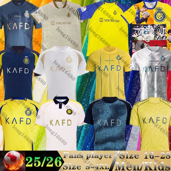 25 26 Al Nassr FC soccer Jerseys Ronaldo Home yellow away 3rd FANS player version MANE CR7 Gonzalo Martinez Talisca YAHYA 2025 2026 men kids kit Football shiirt Al-Nassr