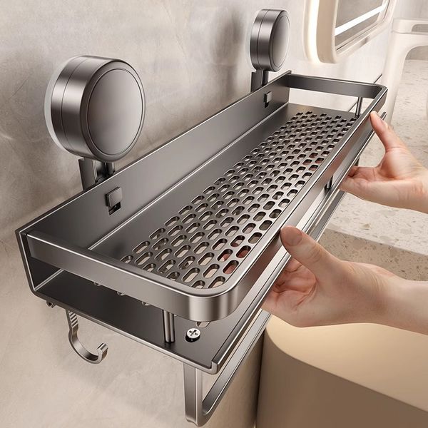 Suction cup bathroom storage rack, household, no need to drill holes, toilet washbasin wall-mounted, multi-functional storage for bathroom.