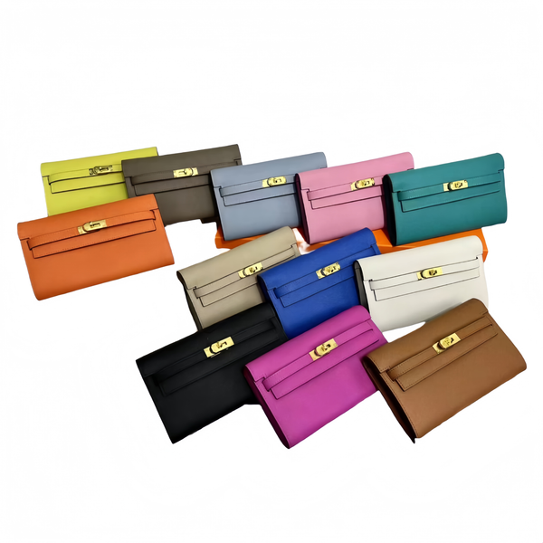 

Genuine Leather shoulder bag designer bag Luxury Bag crossbody bag handbag wallet card holder purse luxury wallet portefeuille women clutch bag Orange Long wallet, Color4