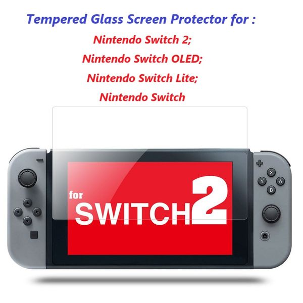 For Nintendo Switch 2 Screen Protector Transparent Tempered Glass Film Compatible with Switch OLED Arc Edge Glass Protector for NS Nintendo Switch Lite Accessories