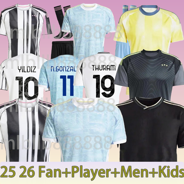 

Juve 25 26 Soccer Jerseys Fans Player Home Away Yildiz Vlahovic F.CONCEICAO DOUGLAS LUIZ Thuram N.GONZALEZ Gatti Kalulu 2025 Football Shirt Men Kids kit Kits Unifor, Third player+ucl