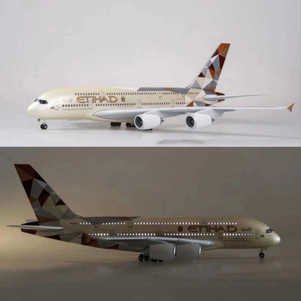 A380 Etihad 47CM Scale Aircraft Model for Airbus Airplane 380 Diecast Resin Collection Display Business or Birth W251114