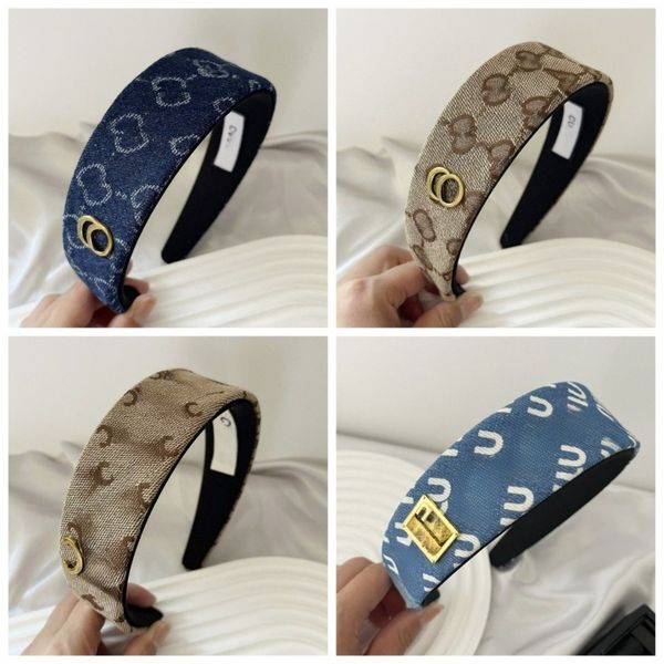 

Wide-brimmed Headband French Letter Denim Headband Retro Versatile Headdress Designer Women's Headdress Multiple Styles
