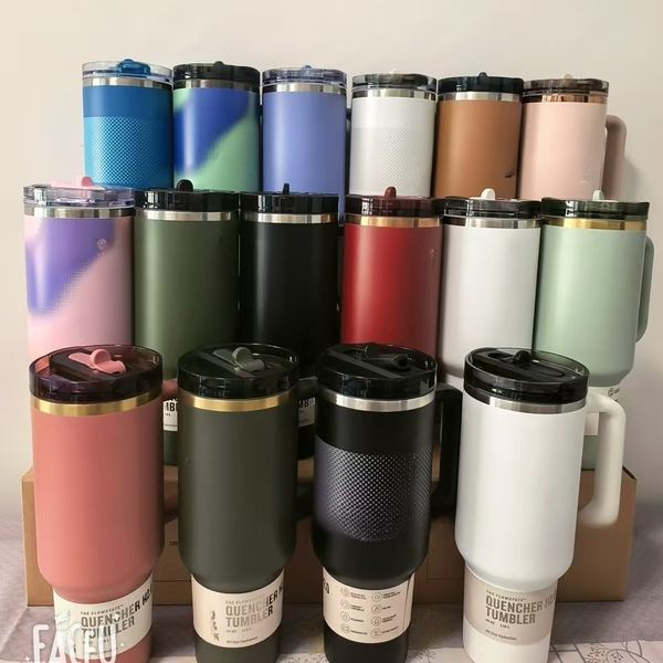 

US Stock Large capacity Water 40oz Stainless Steel Vacuum Insulated Thermos bottle with Leak-Proof Lid Handle & Straw - Cute Travel Mug for Car Camping Gym, Style 17