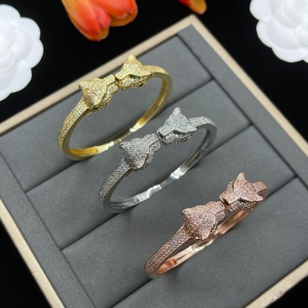 

Luxury Bracelet Jewelry Diamond Leopard Bracelet Luxury Full Diamond Women's Gemstone Eye Leopard Bracelet 18K Gold Plated Cheetah Bracelet