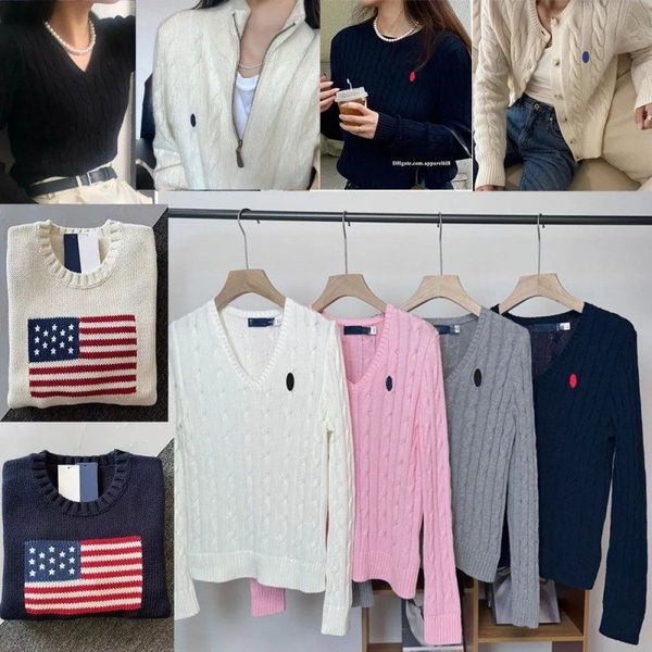 

designer sweater women jumper cardigan knitwear pullover sweaters classic vintage embroidery long sleeve twist knitted, Color 19