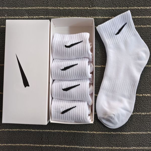 

designer men's and women's socks solid color black white gray breathable cotton socks letter breathable cotton jogging basketball football sports, White short-tube
