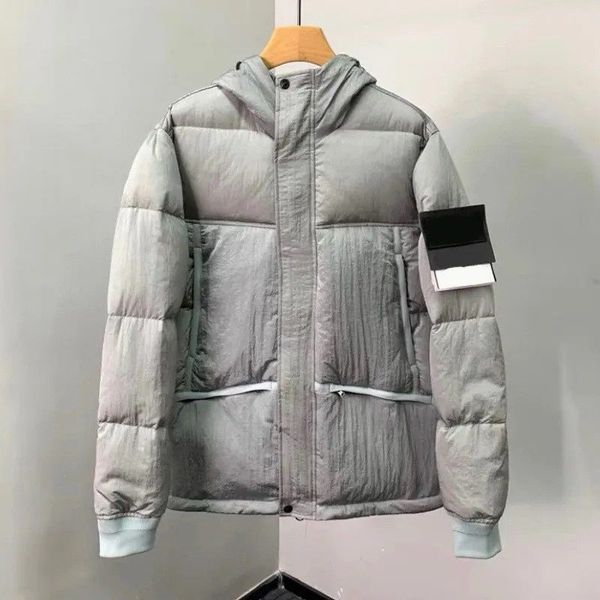 

Brand men topstoney puffer jacket coat parkas 21fw metal nylon down cotton jacket warm embroidered Cuff Coat parka Size, Style 2 green