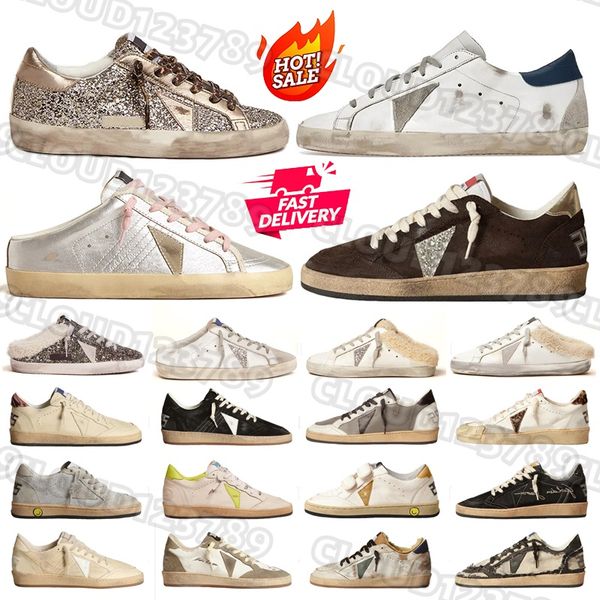 

Gold Designer Italy Sneakers Platform Ball Star Mens Womens Trainers Black White Classic Casual Luxury Shoes Dirty Old Style Classic Casual Shoes Sequined 36-47, Red