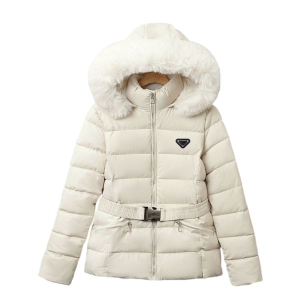 

Designer Down Coats Women's Down Cotton Jacket Parkas Fashion Lady Thickened Short Big Fur Collar Outerwear Coats Outdoor Hooded Down Jacket, Sage