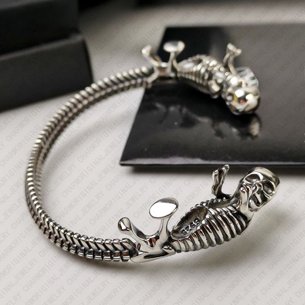

Chrome Bracelet Designer Bracelet Women Double Skull Bangle Luxury Jewlery Designer for Women Stainless Steel Open Cuff Statement Gothic Trendy Gift Elegant