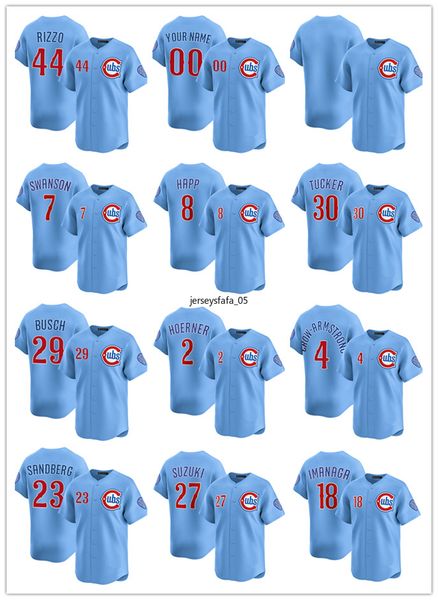 MLB Cubs 2nd Alternate Baseball Jersey Swanson Cody Bellinger Seiya Suzuki Ian Happ Ryne Sandberg Javier Assad Pete Crow-Armstrong Kyle Tucker Shota Imanaga Hoerner