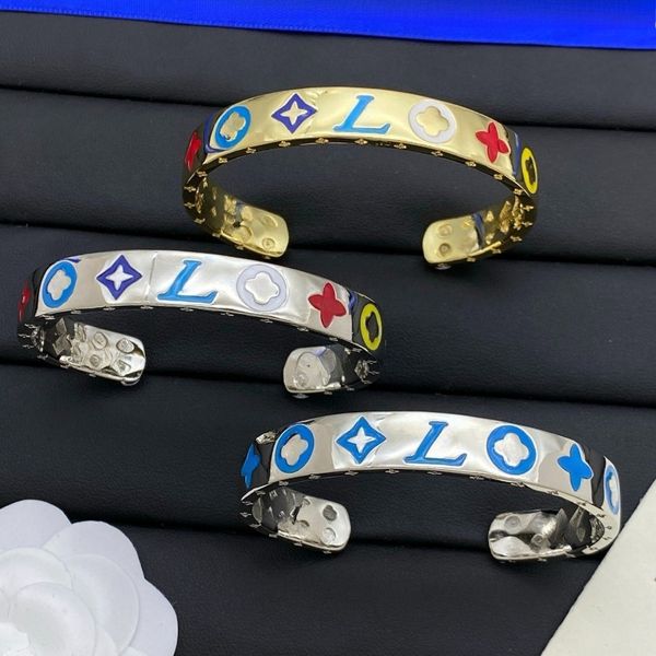 

Designer Enamel Bracelet Luxury Jewelry Classic Retro Letter Design Bracelet Free Opening Adjustable High Quality Couple Personality Bracelet