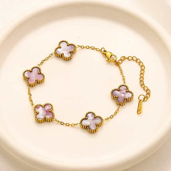 

bracelet for women classic charm jewelry mother of pearl white black red gold silver bracelet for men luxury jewelry, Beige