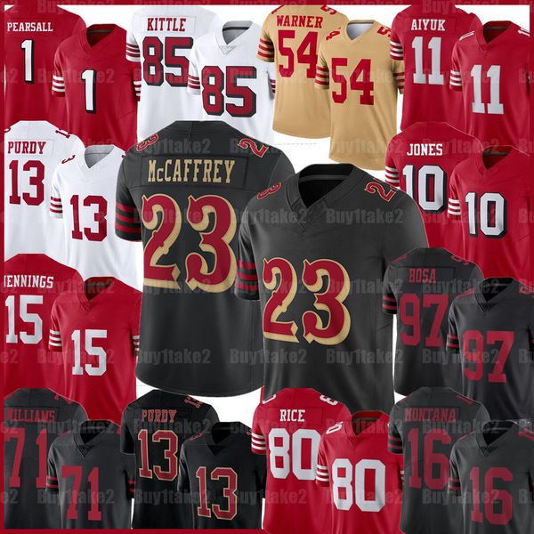 Brock Purdy George Kittle Christian McCaffrey Football Jersey Ricky Pearsall Jerry Rice Fred Warner Brandon Aiyuk Jauan Jennings Kyle Juszczyk Deommodore Lenoir