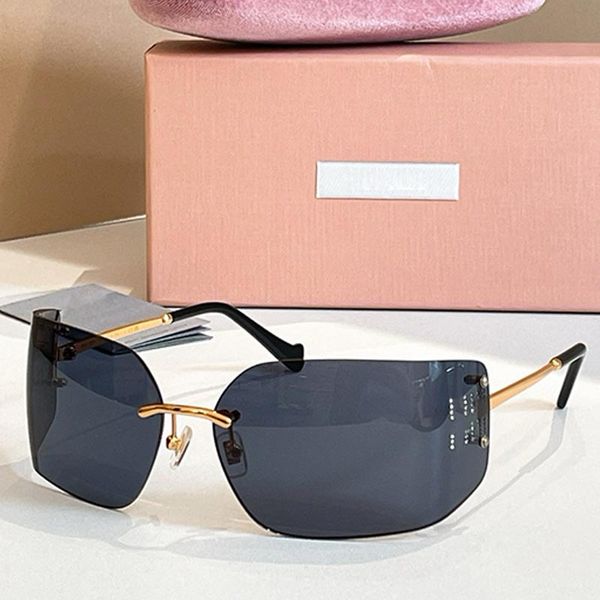 

Women frameless sunglasses MU54SS brand designer sunglasses black curved lenses metal temple UV400 fashionable casual shopping miss rimless eyewear MU54Y