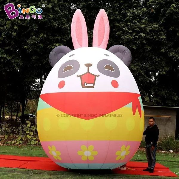 Wholesale 12m height (40ft) Inflatable Panda With Rabbit Ears Inflation Cartoon Animal Model Air Blown Easter Eggs Blow up Event Party Decoration With Blower