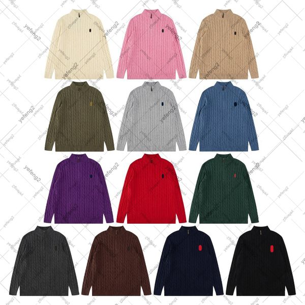 

Mens designer sweaters polo sweater casual classic embroidery hores vintage sweater old style, Navy blue