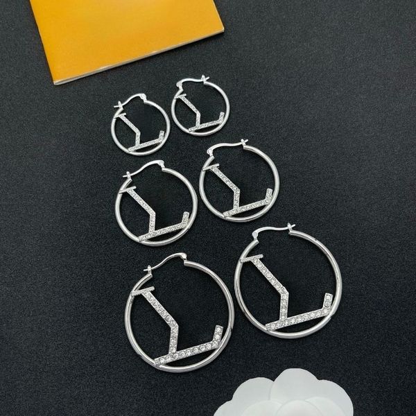 

Diamond Hoop Earrings Designer Classic Large Hoop Earrings Diamond Alphabet Hoop Earrings 3cm 4cm 5cm in Three Colors Available with Box