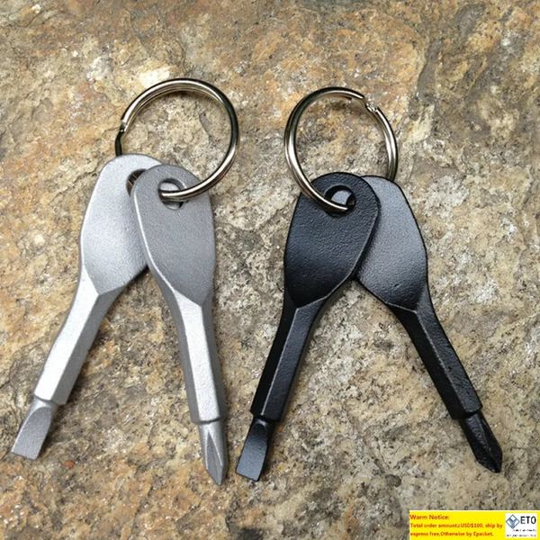 Key Shape Slotted Phillips Screwdriver Keychain Pocket Multificational Repair Hand Tool Portable Mini Screwdriver With Key Rings LL