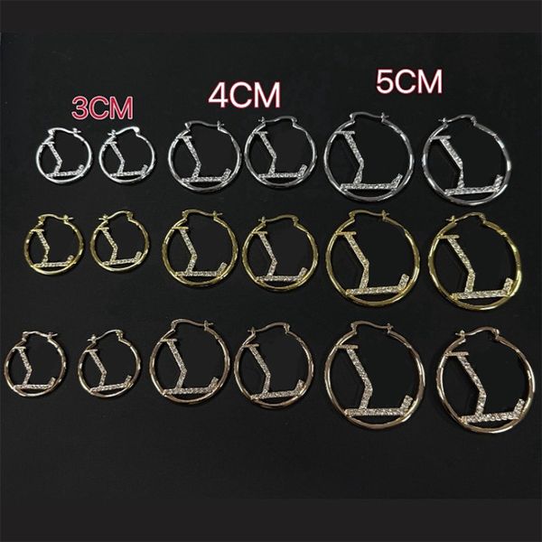 

Designer Earrings Classic Large Hoop Earrings Diamond Alphabet Hoop Earrings 3cm 4cm 5cm in Three Colors Available Fashionable Women's Earrings with Box