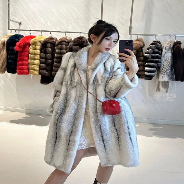 Womens Artificial Fur Long Coat Winter Artificial Fur Leather Jacket Thick and Warm Mink Coat Fluffy Womens Fur Fashion Top 241108