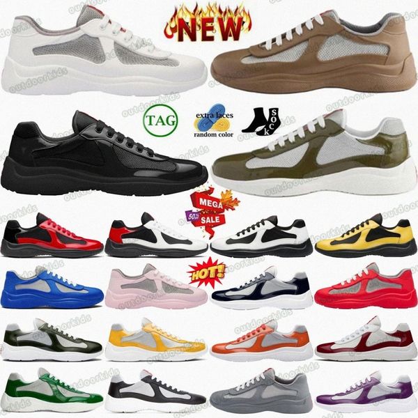 

Designer Cups Sneakers Shoes Americas Cup Sneaker shoe Black Royal Blue Grey Mango Gold Tech Fabric mens womensI Silver Red men womenCKM5#, Brown