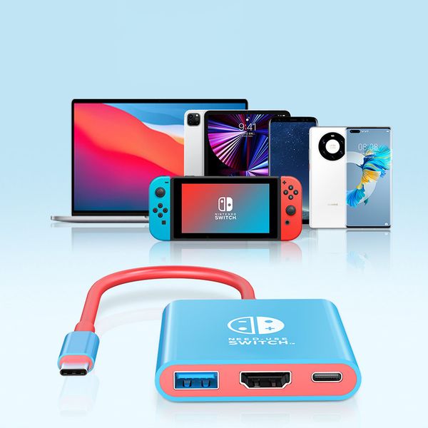 Fort Switch 2 OLED Dock 4K USB 3.0 Hub Adapter USB-C Splitter HD TV Portable HDMI Station PD 100W Charging Cable Travel for Nintendo Laptops PC iPad MacBook Air Pro