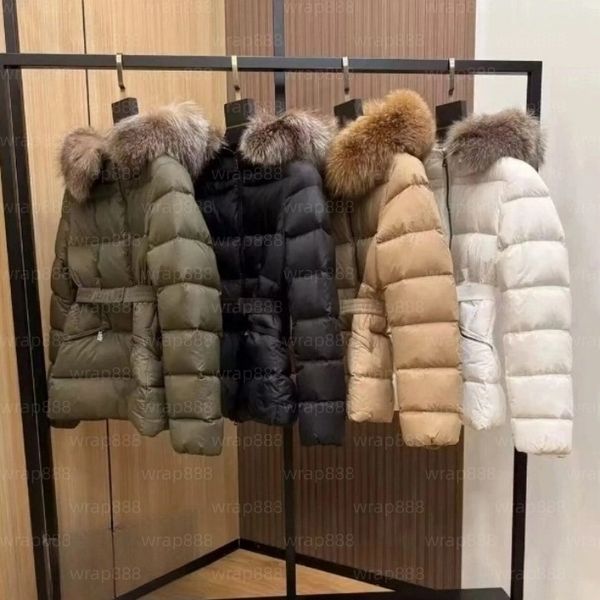 

Winter women's jackets, black stand collar hooded down jackets, designer luxury brand clothing, warm genuine fur collar fashion jackets, outdoor women's jackets, 50colour