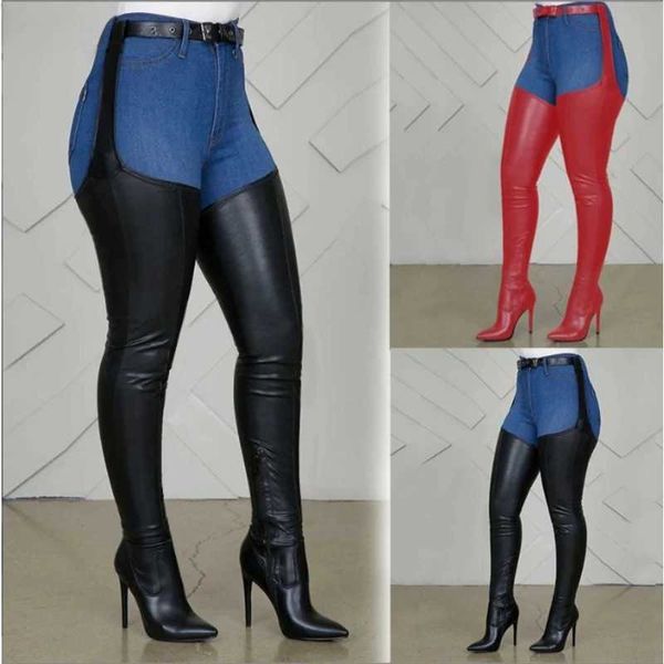 Black Thigh High Boots Big Size 46 Sexy Womens Shoes Fashion Belt s Stiletto Heel Over The Knee Boots Winter 2025 Q250923