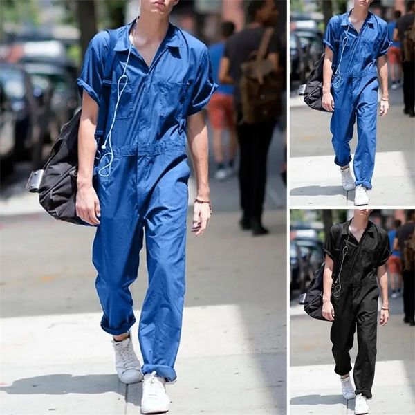 Loose cargo pants lapel collar casual jumpsuit mens pants mens casual jumpsuit 241111